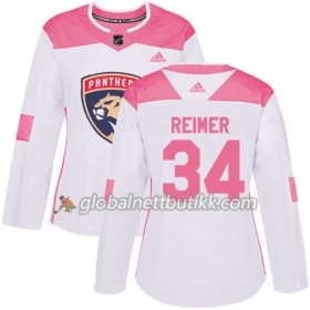 Florida Panthers Hockeydrakt James Reimer 34 2017-2018 Hvit Rosa Fashion Adidas Authentic - Dame